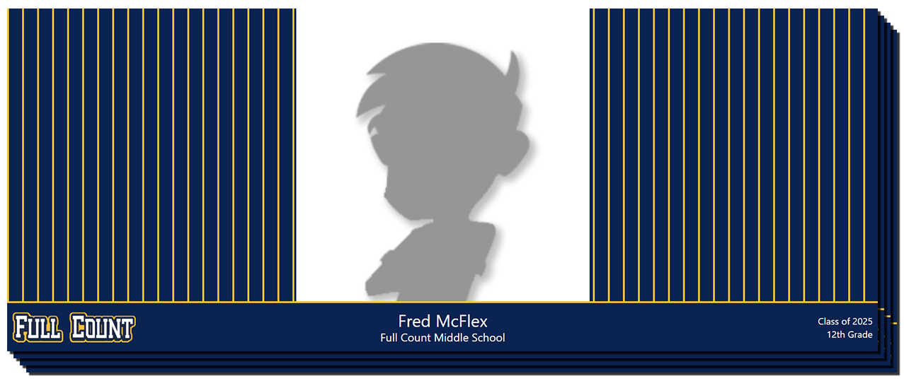 Full Count student performance cards stacked in a deck.